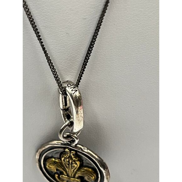 WAXING POETIC WP Sterling Silver Fleur De Lis Wax Sealed Pendant Necklace 16". - Picture 3 of 13